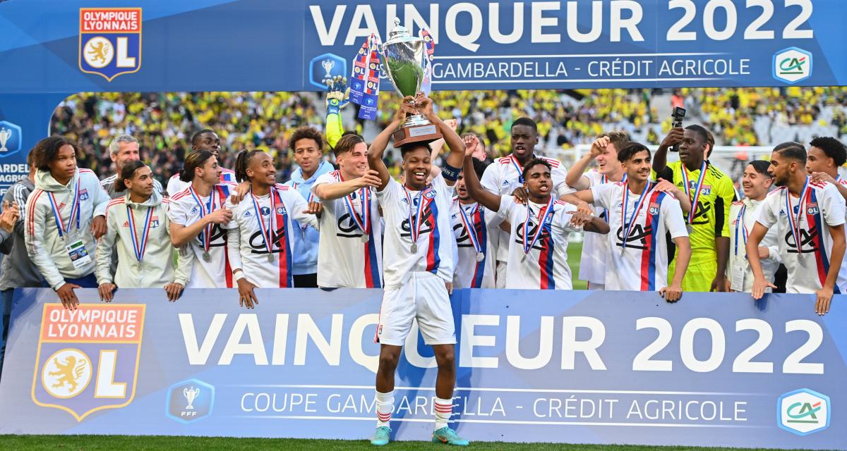 La joie des Lyonnais, vainqueurs de la Coupe Gambardella 2022