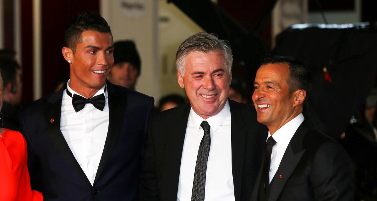 Cristiano Ronaldo, Carlo Ancelotti et Jorge Mendes