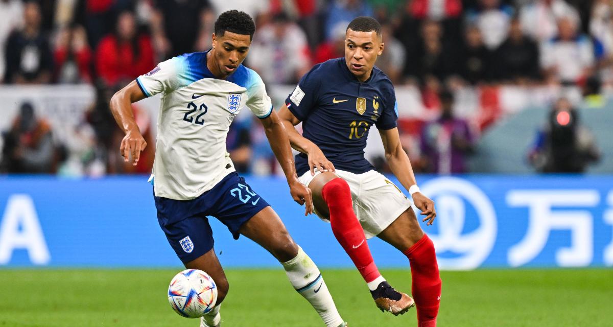 Bellingham (Angleterre) et Mbappé (France) lors de la Coupe du Monde 2022 au Qatar