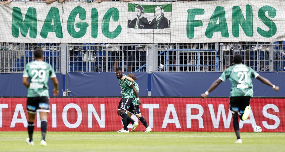 La joie des Verts après le deuxième but à Caen