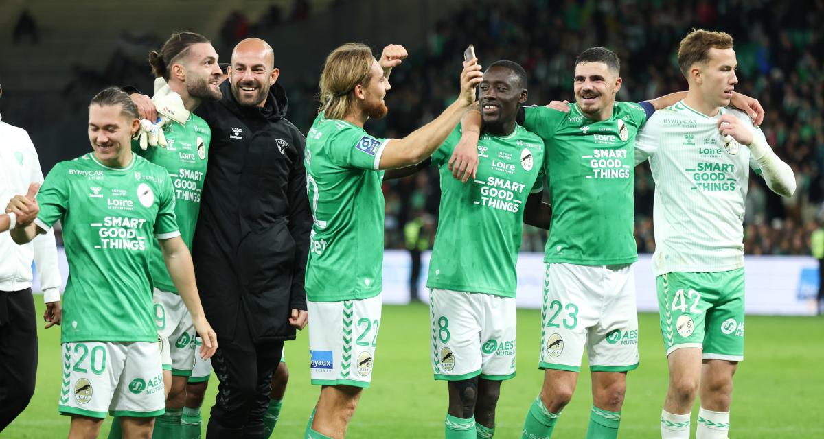 La joie des Verts après leur succès sur Angers
