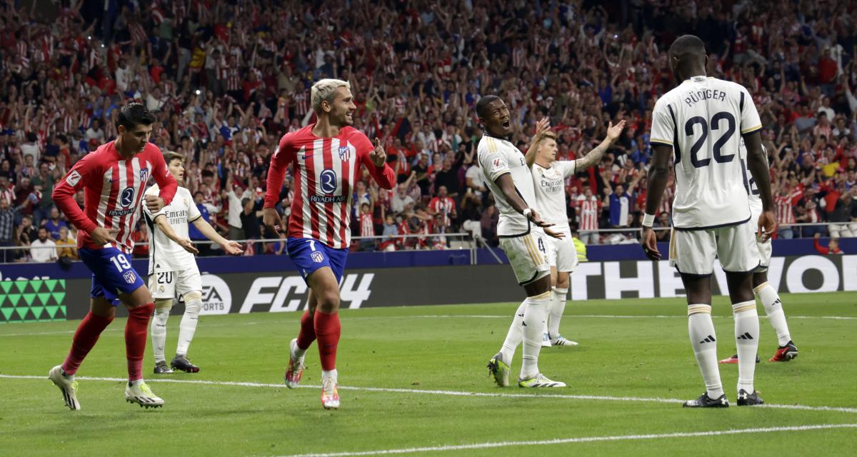 La joie d'Antoine Griezmann lors du premier match de la saison entre le Real Madrid et l'Atlético Madrid