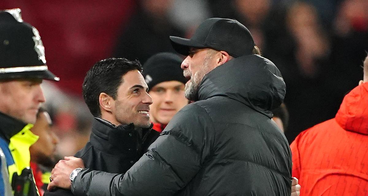 Mikel Arteta et Jürgen Klopp