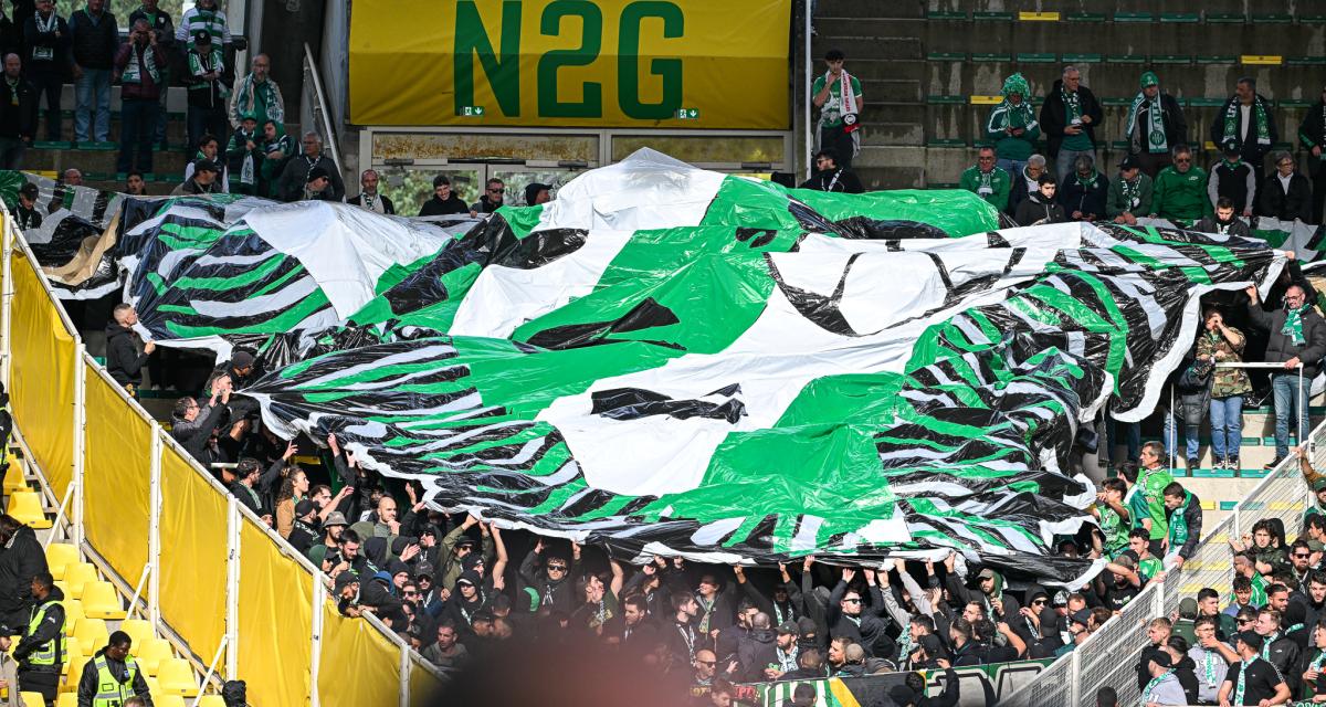 Le tifo des supporters stéphanois lors de FC Nantes - ASSE