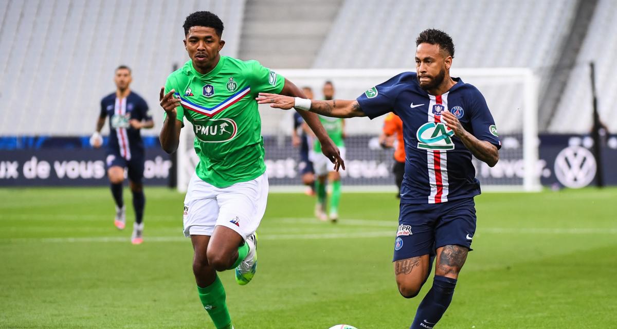 Résultat Coupe de France : le PSG mène face aux Verts (1-0, MT), Perrin exclu et Mbappé blessé