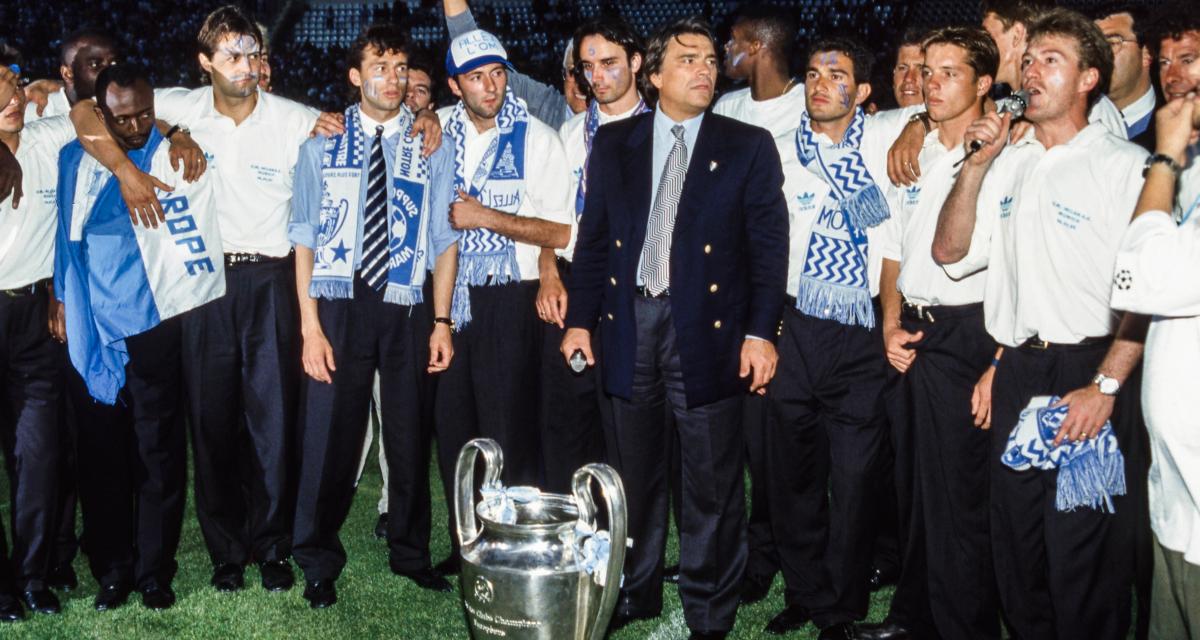 Bernard Tapie et les joueurs de l'OM le 27 mai 1993