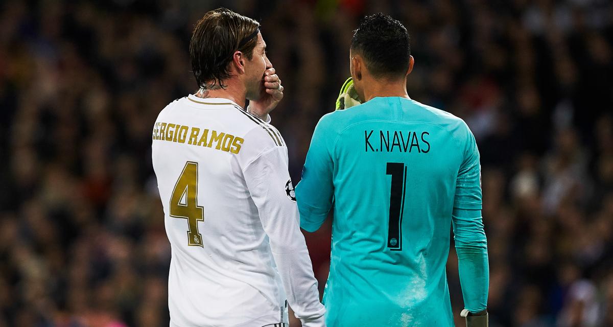 Sergio Ramos et Keylor Navas lors de la rencontre entre le PSG et le Real Madrid en novembre 2019