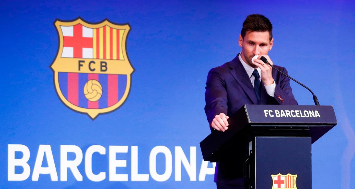 Lionel Messi lors de ses adieux au Barça