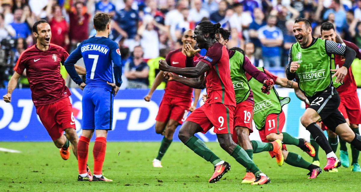 Eder célébrant son but face à la France en finale de l'Euro 2016