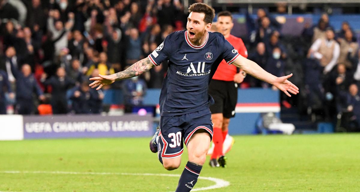 Lionel Messi célébrant son but face à Manchester City