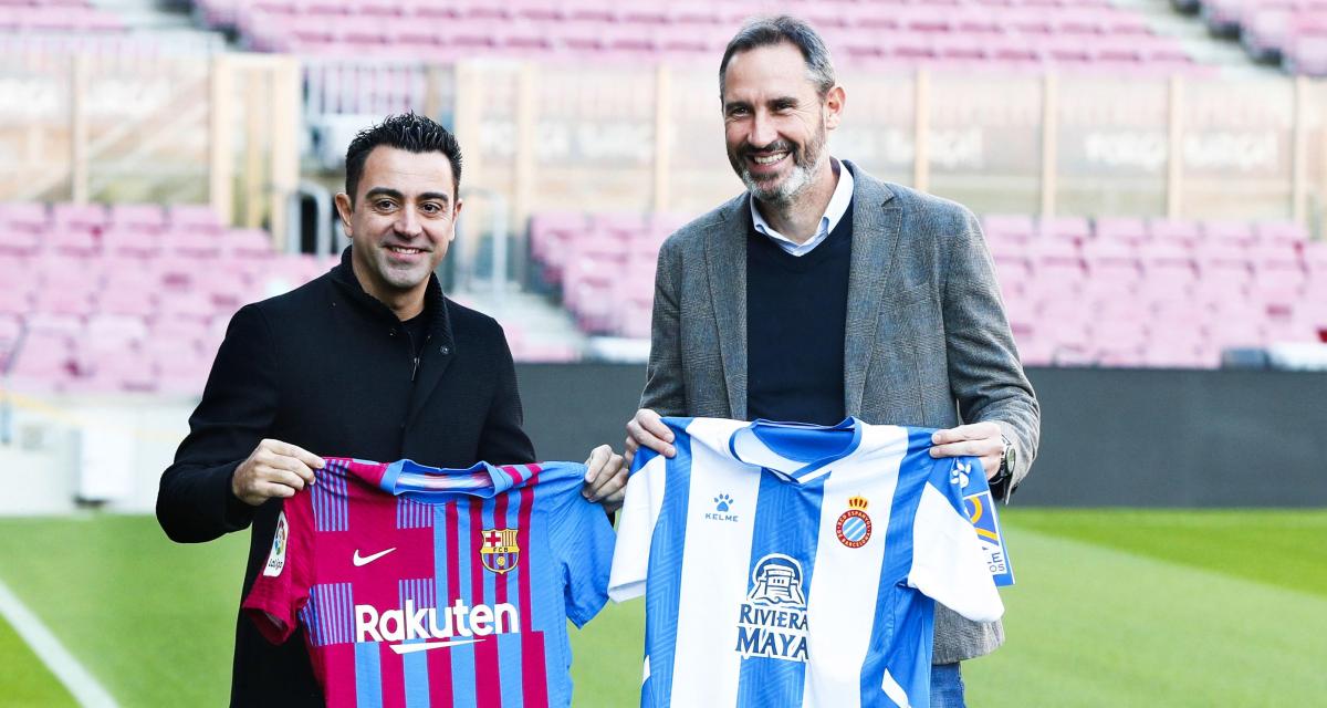 Xavi et son homologue de l'Espanyol, Vicente Moreno